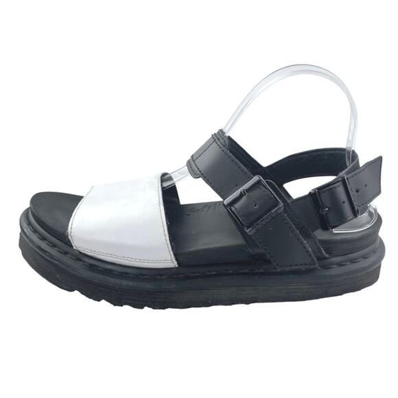 Dr. Martens Voss Hydro Black Leather Ankle Strap Platform Slingback Sandals 10 - Picture 1 of 6